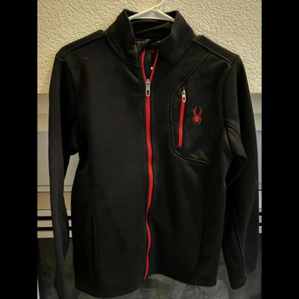 Youth SPYDER Black and Red Zip-Up Fleece Jacket